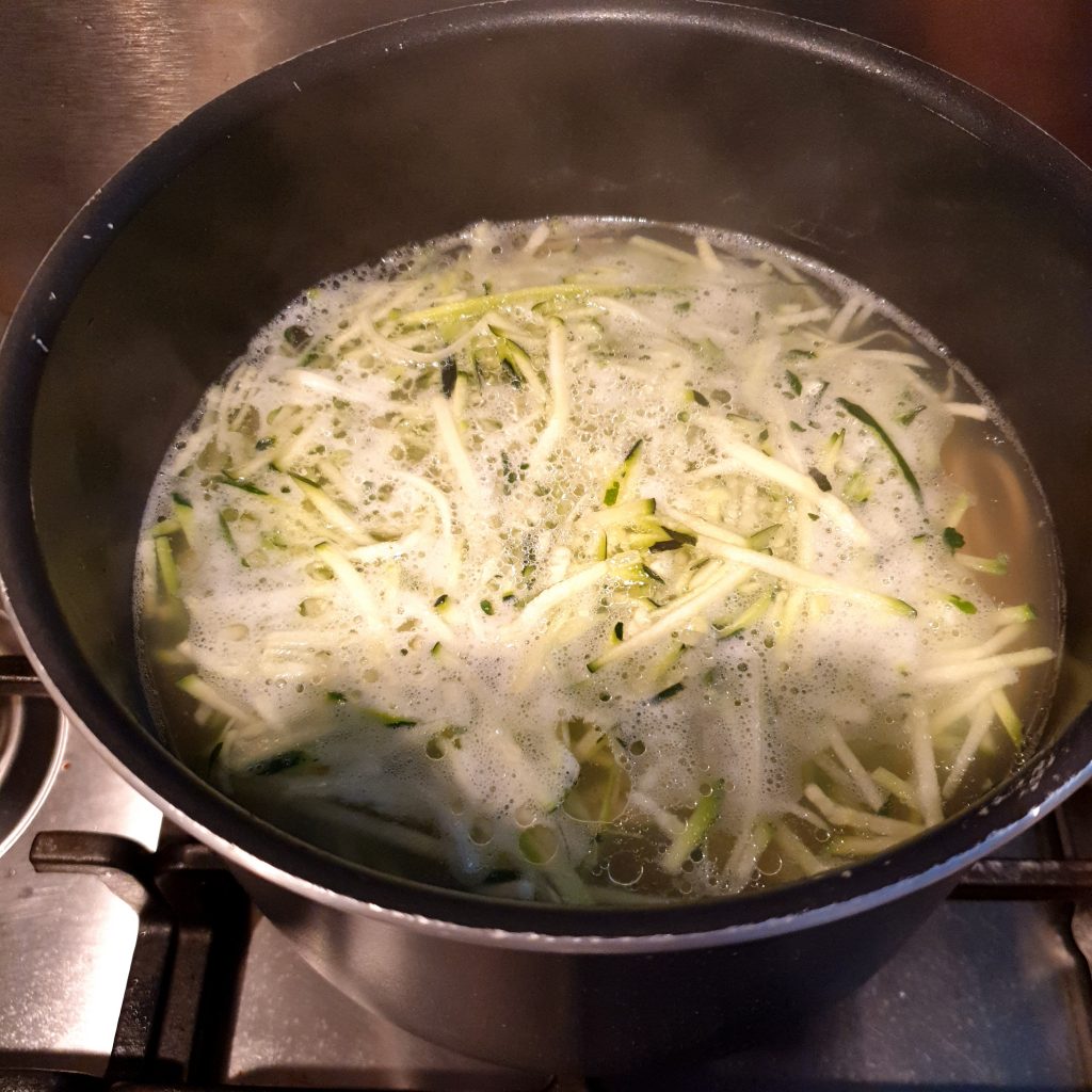 Courgette addition to mushroom and cheese spaghetti