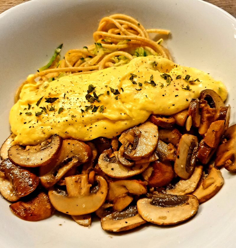 Mushroom and cheese spaghetti